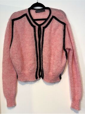 Y/Project Pink & Black Panelled Mohair Cardigan - Made in Italy